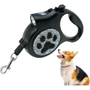 مقود الكلب القابل للسحب-مقود 16 قدمًا مع تفاصيل التألق المصنوعة يدويًا ، مقبض قبضة ناعمة خالية من الفرامل ، للكلاب الصغيرة والمتوسطة حتى 77 رطلاً (DL-BK) in Kuwait