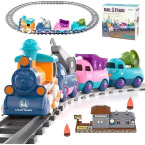 Train Set for Toddlers Toys for Ages 2-4,Toddler Toys for 1 2 3 4 Year Old Boy Girl Gifts, Electric Train Toy Set with Music, Light, Tracks, Learning Toy for 1 2 3 4 Year Old Boys Girls Birthday Gift in Saudi Arabia