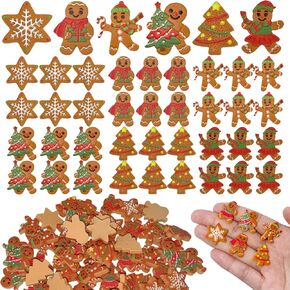 60 Pcs Mini Gingerbread Charms for Craft 1 inch Christmas DIY Flatback Charms 6 Style Mini Resin Figurines for DIY Christmas Embellishments, Party Favors & Gift Decor (Brown) in Kuwait