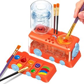 منظف ​​فرشاة الطلاء مع علبة الطلاء ، وفرشاة تدوير الماء مع حامل الفرشاة ، والألوان المائية/الزيت وأداة منظف فرشاة الطلاء القائمة على الماء ، وسعة 400 مل ، وتصميم القطار ، وهدية للمبتدئين الفنانين in Kuwait