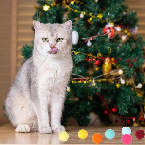 60 PCS Cat Toy Balls 1-inch 1-inch Cat Pom Pom Balls Soft Soft Interactive Cat Cat Play Toy Cat Toys Toys Cats Interactive Play Head Ball Fuzzy Ball for Cat Pet in Kuwait