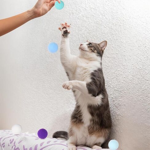 60 PCS Cat Toy Balls 1-inch 1-inch Cat Pom Pom Balls Soft Soft Interactive Cat Cat Play Toy Cat Toys Toys Cats Interactive Play Head Ball Fuzzy Ball for Cat Pet in Kuwait