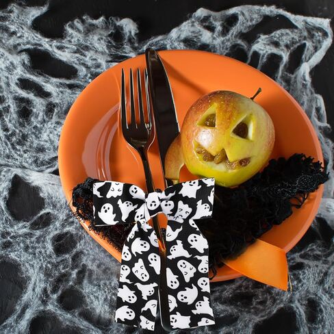 3 رولز أشرطة الهالوين 15 ياردة أسود أبيض شبح Grosgrain شريط لطيف Boo Fabron Marbon for Halloween Wrapping Diy Crafts in Kuwait