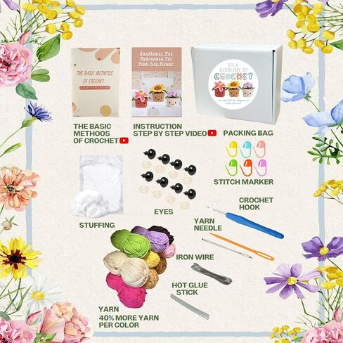 Samesuit Crochet kit for Beginners with Step-by-Step Video Tutorials,Basic Stitch tutorials Video,More Color Yarn,Plants Family(40%+ Yarn) in Saudi Arabia