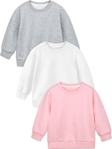 Cooraby 3 Pack Toddler Girls' Winter Sweatshirt Girl No Cap Crew-Neck Sweatshirt Long Sleeve Pullover Shirt in Saudi Arabia