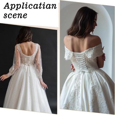 White Adjustable Corset Lacing Cord，86.61" L Corset String Replacement Lace Up Tie Back Wedding Dress Straps for Bridal Gown Lace Up Back Dress Sash Cord Accessory for Zipper Buttons in Saudi Arabia