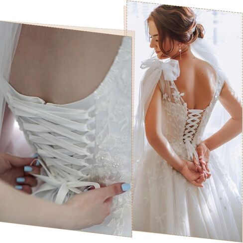 White Adjustable Corset Lacing Cord，86.61" L Corset String Replacement Lace Up Tie Back Wedding Dress Straps for Bridal Gown Lace Up Back Dress Sash Cord Accessory for Zipper Buttons in Saudi Arabia