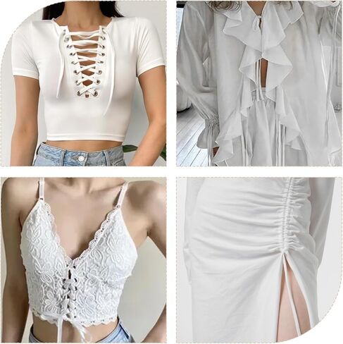 White Adjustable Corset Lacing Cord，86.61" L Corset String Replacement Lace Up Tie Back Wedding Dress Straps for Bridal Gown Lace Up Back Dress Sash Cord Accessory for Zipper Buttons in Saudi Arabia