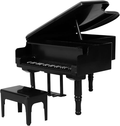 1/12 Miniature Grand Piano Realistic Mini Black Grand Piano and Stool Set PP Material for Dollhouse Decor Musical Miniature Accessory Artificial House Furniture Accessories in Saudi Arabia