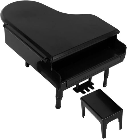 1/12 Miniature Grand Piano Realistic Mini Black Grand Piano and Stool Set PP Material for Dollhouse Decor Musical Miniature Accessory Artificial House Furniture Accessories in Saudi Arabia