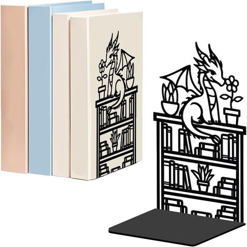 WADORN Dog Metal Bookends for Shelves Decorative 1 Pair, Puppy Heavy Duty Books End Support Non-Skid Book Holder Animal Black L-Shaped Book Stopper for Home Office Desk Books Divider, 4.7x3.5x7 Inch in Saudi Arabia