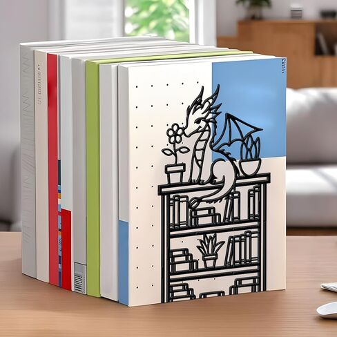 WADORN Dog Metal Bookends for Shelves Decorative 1 Pair, Puppy Heavy Duty Books End Support Non-Skid Book Holder Animal Black L-Shaped Book Stopper for Home Office Desk Books Divider, 4.7x3.5x7 Inch in Saudi Arabia