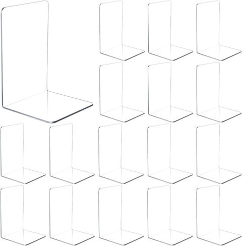 16pcs Clear Bookends for Heavy Books, Acrylic Book Shelf Organizer for Desk,Plastic Heavy Duty Book Holders Standand Invisible Bookshelf Dividers Decorative,Suitable for Office Home Weighted Bookends in Saudi Arabia