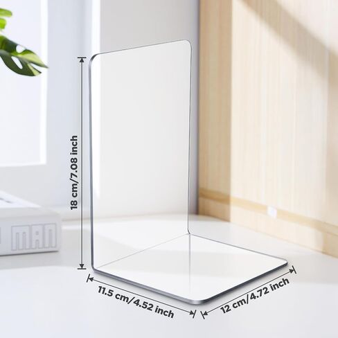 16pcs Clear Bookends for Heavy Books, Acrylic Book Shelf Organizer for Desk,Plastic Heavy Duty Book Holders Standand Invisible Bookshelf Dividers Decorative,Suitable for Office Home Weighted Bookends in Saudi Arabia
