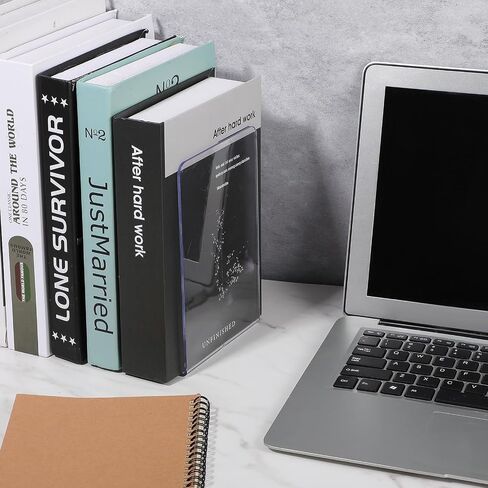 16pcs Clear Bookends for Heavy Books, Acrylic Book Shelf Organizer for Desk,Plastic Heavy Duty Book Holders Standand Invisible Bookshelf Dividers Decorative,Suitable for Office Home Weighted Bookends in Saudi Arabia