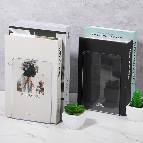 16pcs Clear Bookends for Heavy Books, Acrylic Book Shelf Organizer for Desk,Plastic Heavy Duty Book Holders Standand Invisible Bookshelf Dividers Decorative,Suitable for Office Home Weighted Bookends in Saudi Arabia