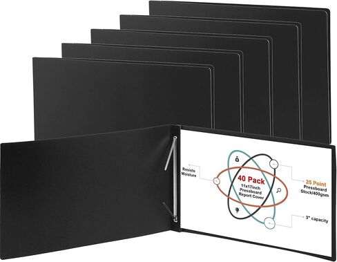 GISGFIM 40 PCS 11 '' × 17 '' COVERBoard Cover 3 "سعة السعة Prong Paper Paper مع مجلد موثق عرض ضاغط لربط وثيقة مقترحات التقارير بدقة (Blue Dark) in Kuwait