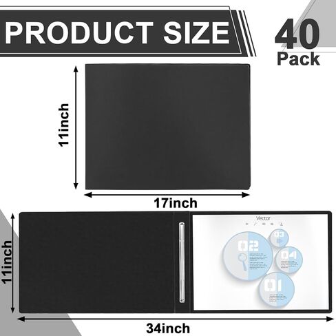 GISGFIM 40 PCS 11 '' × 17 '' COVERBoard Cover 3 "سعة السعة Prong Paper Paper مع مجلد موثق عرض ضاغط لربط وثيقة مقترحات التقارير بدقة (Blue Dark) in Kuwait