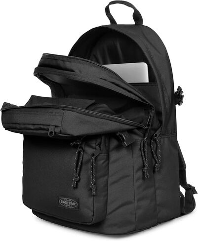 EASTPAK Double Pro – 32L Performance Backpack with 16" Laptop Sleeve, Dual Compartments, Security Pocket, Bottle Holder & Organizer, Black Denim in Saudi Arabia