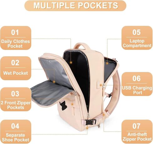 Farmer&Donkey Laptop Backpack for Women and Men, 15.6 Inch Work Laptop Travel Backpack with USB Charging Port, Water-Resistant, Anti-Theft Large Capacity Design, Pink in Saudi Arabia