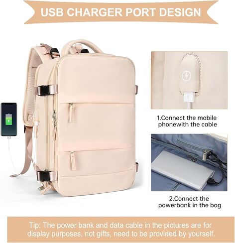 Farmer&Donkey Laptop Backpack for Women and Men, 15.6 Inch Work Laptop Travel Backpack with USB Charging Port, Water-Resistant, Anti-Theft Large Capacity Design, Pink in Saudi Arabia