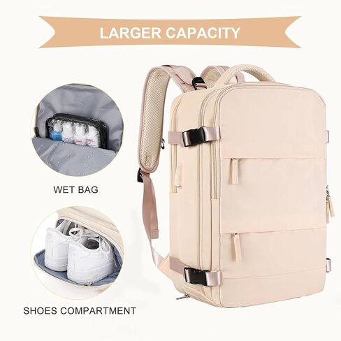 Farmer&Donkey Laptop Backpack for Women and Men, 15.6 Inch Work Laptop Travel Backpack with USB Charging Port, Water-Resistant, Anti-Theft Large Capacity Design, Pink in Saudi Arabia