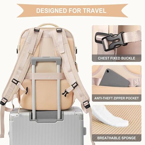 Farmer&Donkey Laptop Backpack for Women and Men, 15.6 Inch Work Laptop Travel Backpack with USB Charging Port, Water-Resistant, Anti-Theft Large Capacity Design, Pink in Saudi Arabia