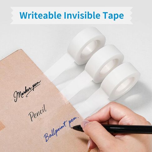 شريط غير مرئي ، 12 Rolls Tape تعبئة بالقيام ، شريط قابل للكتابة 3/4 × 1000 بوصة ، شريط شفاف غير لامع لموزع ، لوازم المنزل المكتبي المدرسي لوضع علامات على هدايا ، حرفة in Saudi Arabia