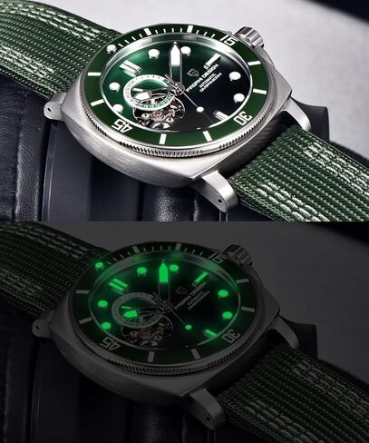 ساعات باجاني ديزاين الأوتوماتيكية للرجال اليابان NH39 هيكل عظمي ميكانيكي مقاوم للماء ساعة يد للرجال بنمط عسكري بحزام من النايلون in Kuwait