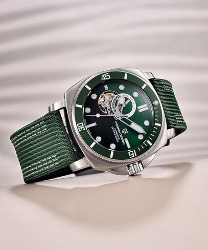 ساعات باجاني ديزاين الأوتوماتيكية للرجال اليابان NH39 هيكل عظمي ميكانيكي مقاوم للماء ساعة يد للرجال بنمط عسكري بحزام من النايلون in Kuwait