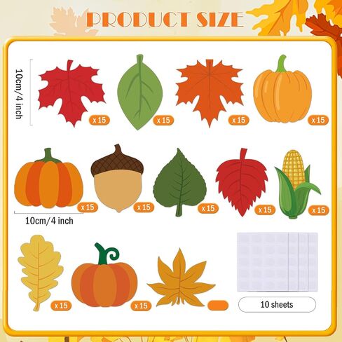 MixTeach 180 Pcs Fall Leaf Cutouts Paper Autumn Leaves 4" Multiple Styles Maple Leaves Pumpkin Acorn Die Cut Thanksgiving Bulletin Board Decor for Classroom School Thanksgiving Crafts Party Wall Decor in Saudi Arabia