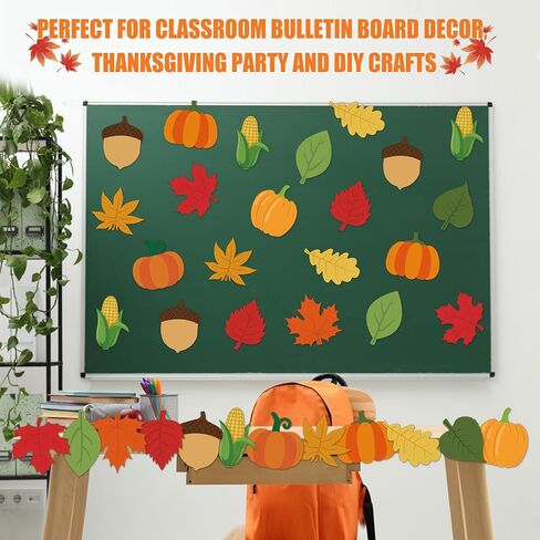 MixTeach 180 Pcs Fall Leaf Cutouts Paper Autumn Leaves 4" Multiple Styles Maple Leaves Pumpkin Acorn Die Cut Thanksgiving Bulletin Board Decor for Classroom School Thanksgiving Crafts Party Wall Decor in Saudi Arabia