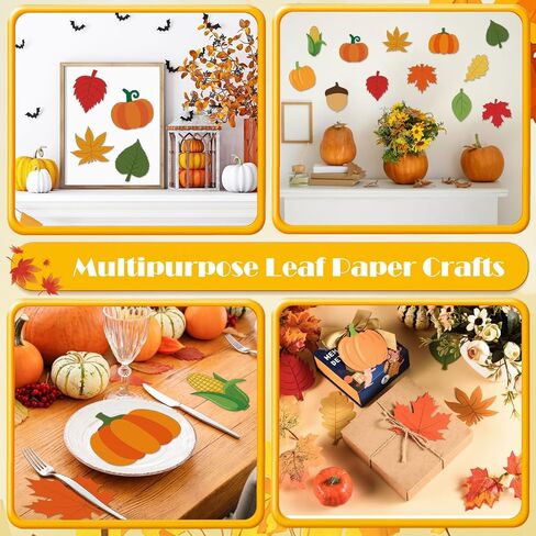 MixTeach 180 Pcs Fall Leaf Cutouts Paper Autumn Leaves 4" Multiple Styles Maple Leaves Pumpkin Acorn Die Cut Thanksgiving Bulletin Board Decor for Classroom School Thanksgiving Crafts Party Wall Decor in Saudi Arabia