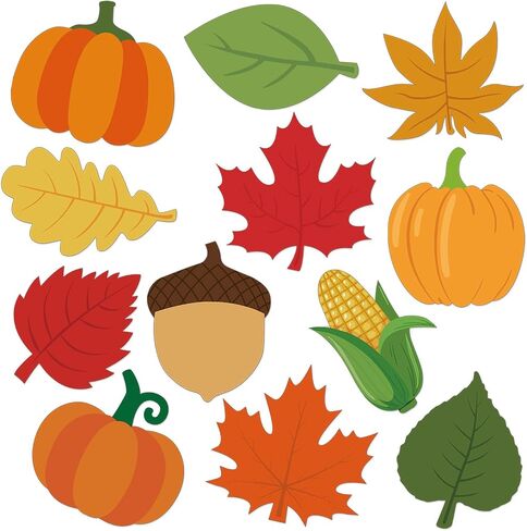 MixTeach 180 Pcs Fall Leaf Cutouts Paper Autumn Leaves 4" Multiple Styles Maple Leaves Pumpkin Acorn Die Cut Thanksgiving Bulletin Board Decor for Classroom School Thanksgiving Crafts Party Wall Decor in Saudi Arabia