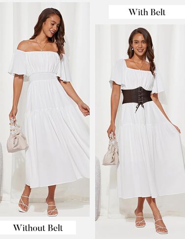 GRACE KARIN Womens Corset Belt Vintage Lace-up Cinch Elastic Waist Belt in Kuwait