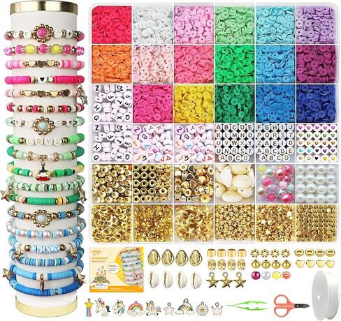 أساور سوار الصداقة Iumulinrui أساور الموسيقية Merch ، 5200 PCS Clay Beads Make Making Bead Tricolor Bead ، مجوهر in Kuwait