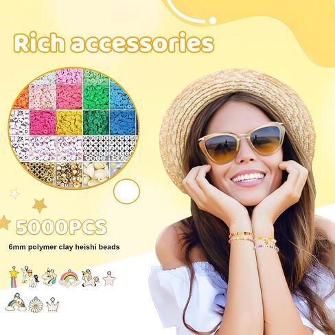 أساور سوار الصداقة Iumulinrui أساور الموسيقية Merch ، 5200 PCS Clay Beads Make Making Bead Tricolor Bead ، مجوهر in Kuwait