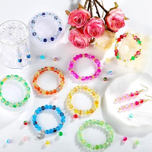 Zefy 1500+ PCS 8MM حبات زجاجية للأساور ، 48 لونًا من الخرز الزجاجي لتصنيع المجوهر in Kuwait