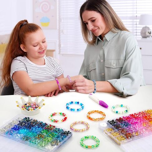 Zefy 1500+ PCS 8MM حبات زجاجية للأساور ، 48 لونًا من الخرز الزجاجي لتصنيع المجوهر in Kuwait