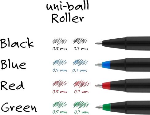 Uni-Ball 60153 قلم كرة الدوارة ، Micro 0.5mm ، الحبر الأزرق ، برميل أسود غير لامع ، عشرات in Kuwait