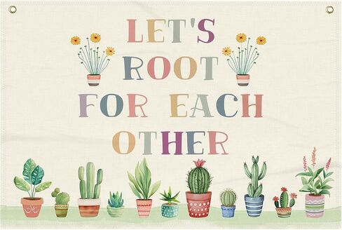 Lets Grow Bloom And Root For Each Other Boho Classroom Decor, Positive Affirmations Nature Plant Education Canvas Hanging Flag Banner Wall Sign Decor 20x30inch (df1) in Saudi Arabia