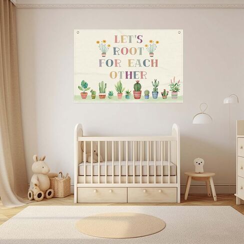 Lets Grow Bloom And Root For Each Other Boho Classroom Decor, Positive Affirmations Nature Plant Education Canvas Hanging Flag Banner Wall Sign Decor 20x30inch (df1) in Saudi Arabia