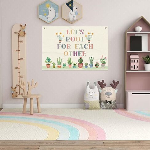 Lets Grow Bloom And Root For Each Other Boho Classroom Decor, Positive Affirmations Nature Plant Education Canvas Hanging Flag Banner Wall Sign Decor 20x30inch (df1) in Saudi Arabia