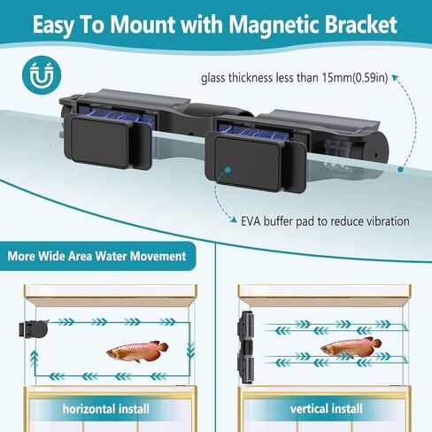 hygger Aquarium Gyre Wave Maker Fish Tank Cross-Flow Pump Adjustable Aquarium Water Circulation Powerhead with Controller Magnetic Base in Saudi Arabia