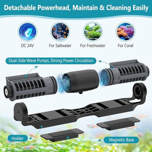 hygger Aquarium Gyre Wave Maker Fish Tank Cross-Flow Pump Adjustable Aquarium Water Circulation Powerhead with Controller Magnetic Base in Saudi Arabia