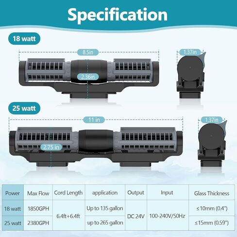 Hygger Aquarium Gyre Wave Mave Mave Tank Pump Cross-Flow Pump قابلة للتعديل ماء ماء. in Saudi Arabia