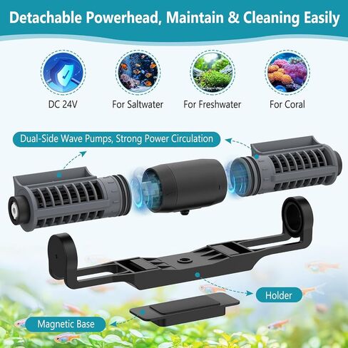 Hygger Aquarium Gyre Wave Mave Mave Tank Pump Cross-Flow Pump قابلة للتعديل ماء ماء. in Saudi Arabia