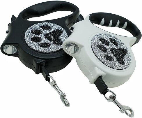 مقود الكلب القابل للسحب-مقود 16 قدمًا مع تفاصيل التألق المصنوعة يدويًا ، مقبض قبضة ناعمة خالية من الفرامل ، للكلاب الصغيرة والمتوسطة حتى 77 رطلاً (DL-BK) in Kuwait