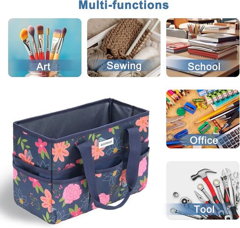 Craft Organizer Tote Bag Art Caddy with Multi-Pockets for Office Supplies Scrapbooking Sewing Storage in Kuwait