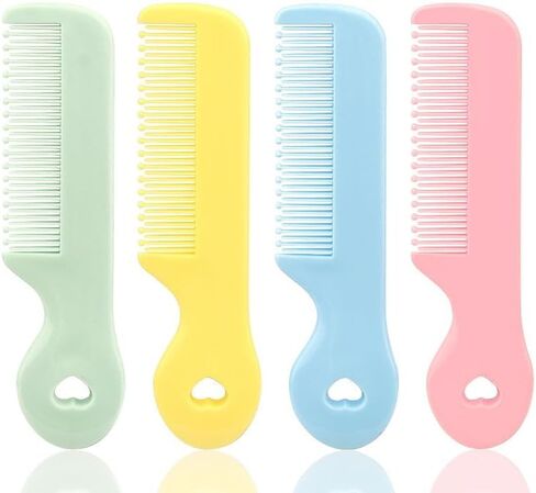 4 Pack Baby Hair Comb for Newborn, Round Colorful Tip Bristles Cute Comb Grooming for Sensitive Scalp Skin for Infant, Toddler, Kids Grooming, Healthcare Kit, Baby and Child Care Products in Saudi Arabia